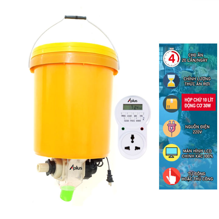 Máy cho cá koi ăn hẹn giờ tự động 10 lít dùng điện APLUS CA-02(10L)
